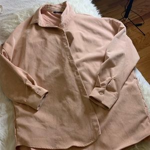 Blush ribbed Zara button up with pockets